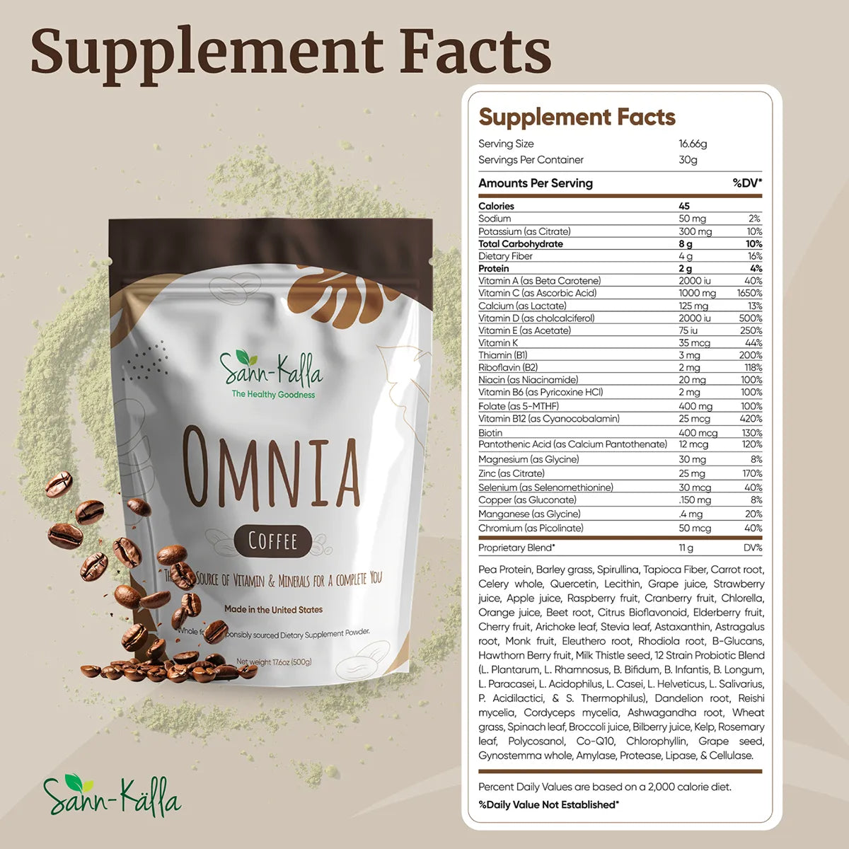 Omnia Greens Natural Superfood Drink Mix