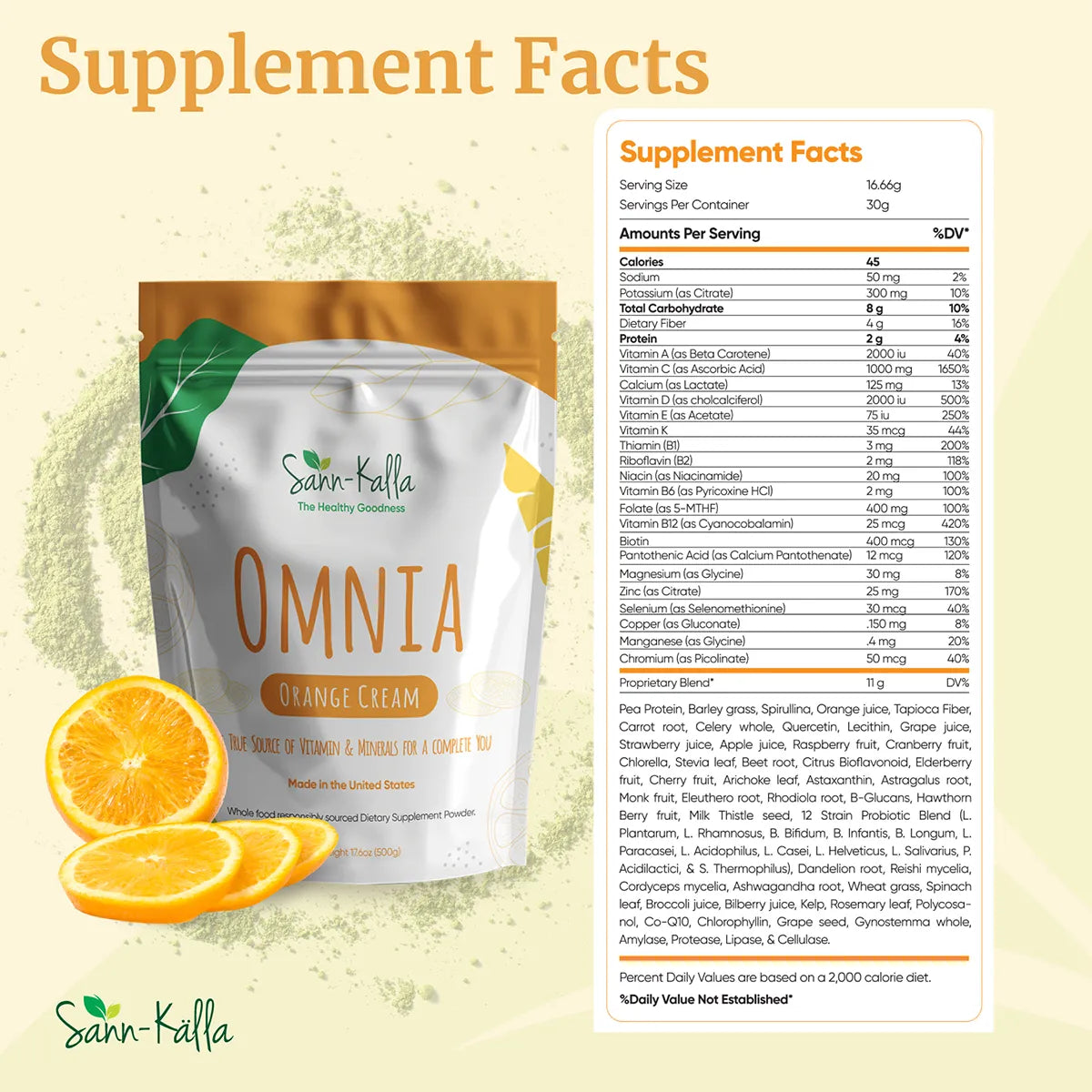 Omnia Greens Natural Superfood Drink Mix