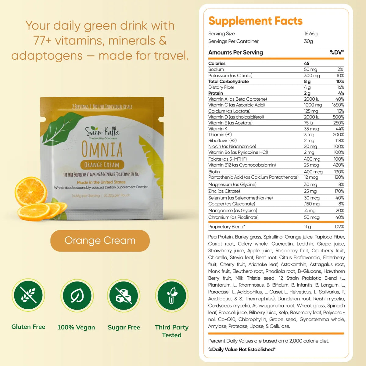 Omnia Greens  Drink Mix Superfood Sample Packs