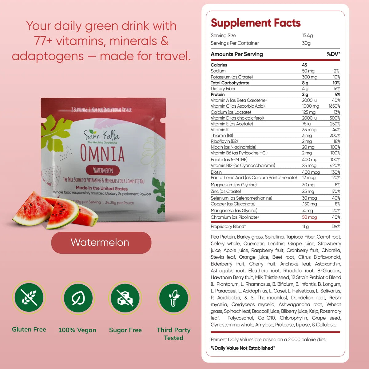 Omnia Greens  Drink Mix Superfood Sample Packs